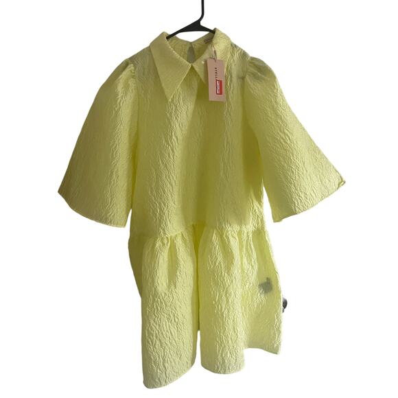 Stella Nova Hiba Lime Yellow Mini Dress, 3/4 bell sleeves, A04, size 44, $52 - Picture 4 of 5